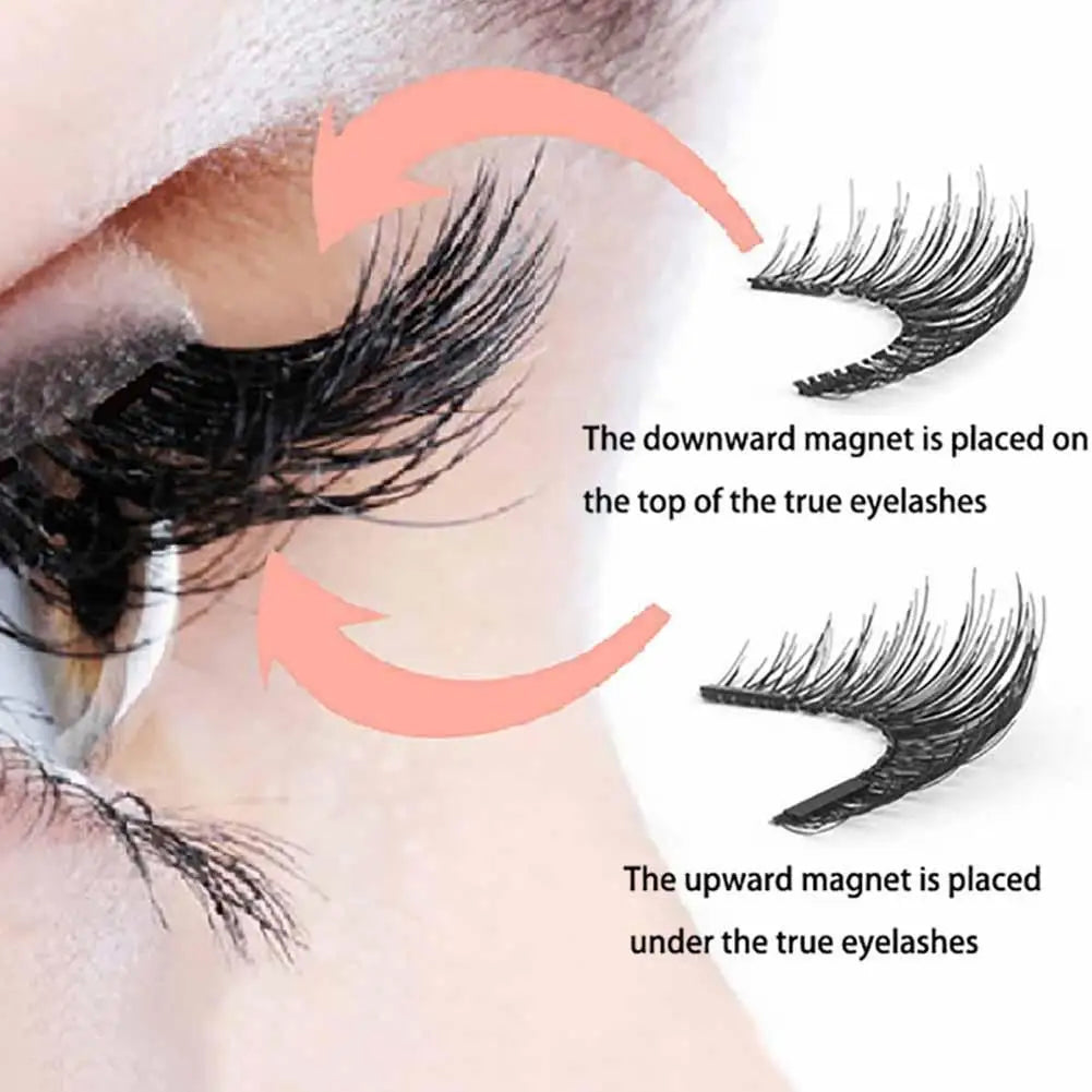 3D Natural Magnetic Eyelashes,With 5 Magnetic Lashes Shipping Box Eyelashes Handmade False Gift Reusable Support Drop Magne T6N2 - Kellylooks Shop