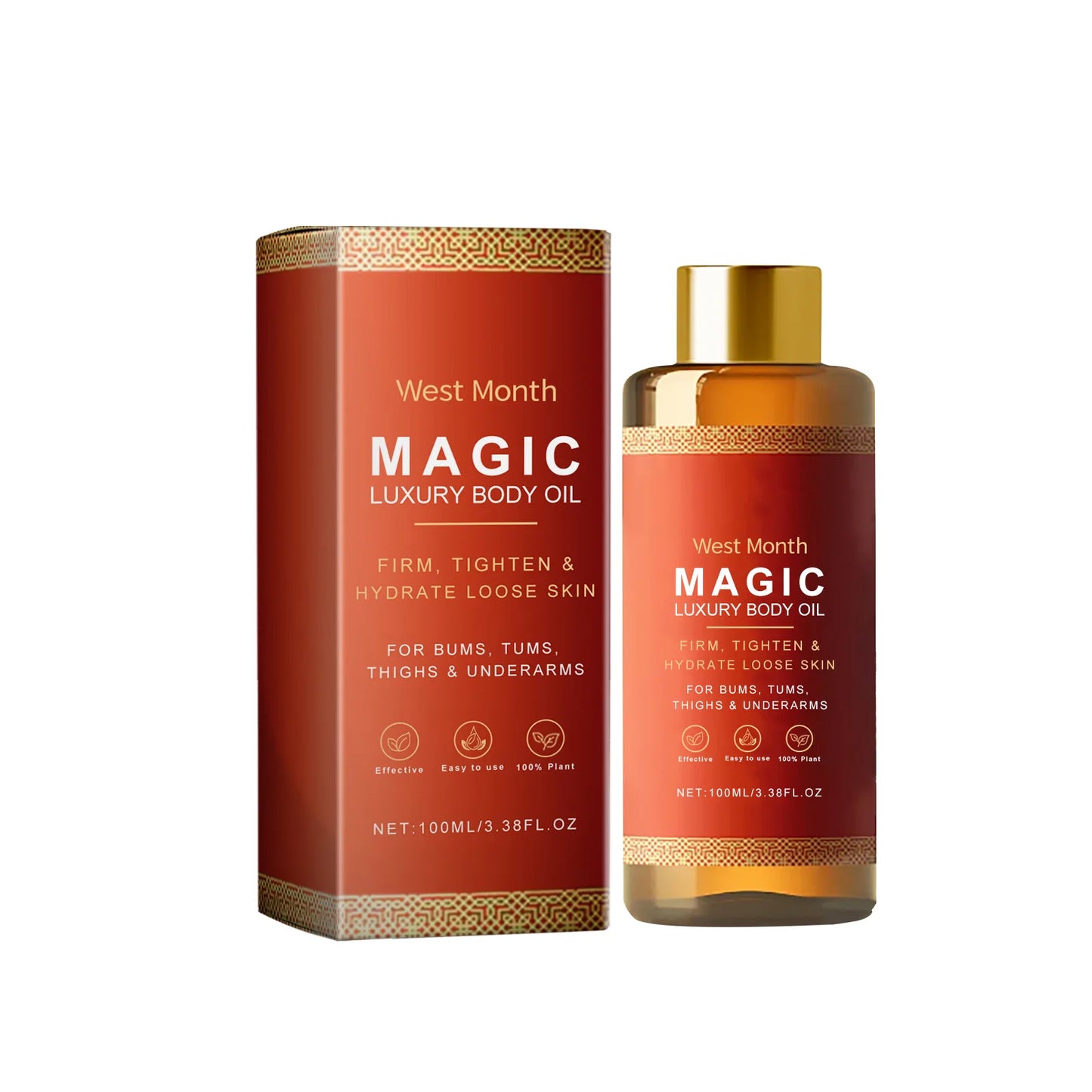 West Month Magic Luxury Body Oil Moisturizing Skin Tightening Lifting Firm Chest Thigh Lift Smooth Rejuvenation Body Massage Oil