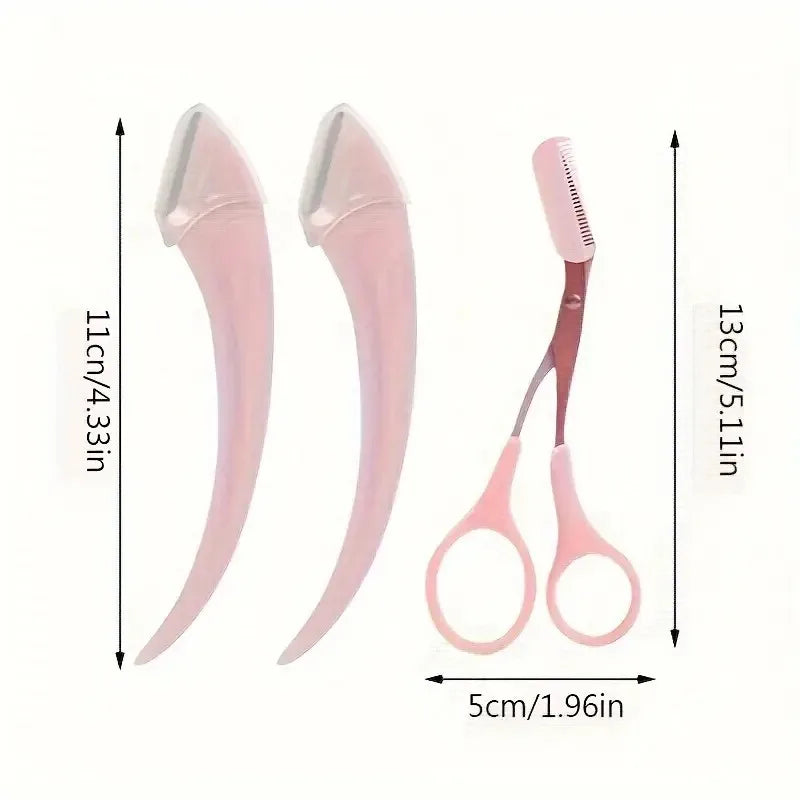 Eyebrow Trimmer Set, Curved Eyebrow Razor, Eyebrow Scissors With Comb, Convenient Easy Beauty Tools For Beginners - Kellylooks Shop