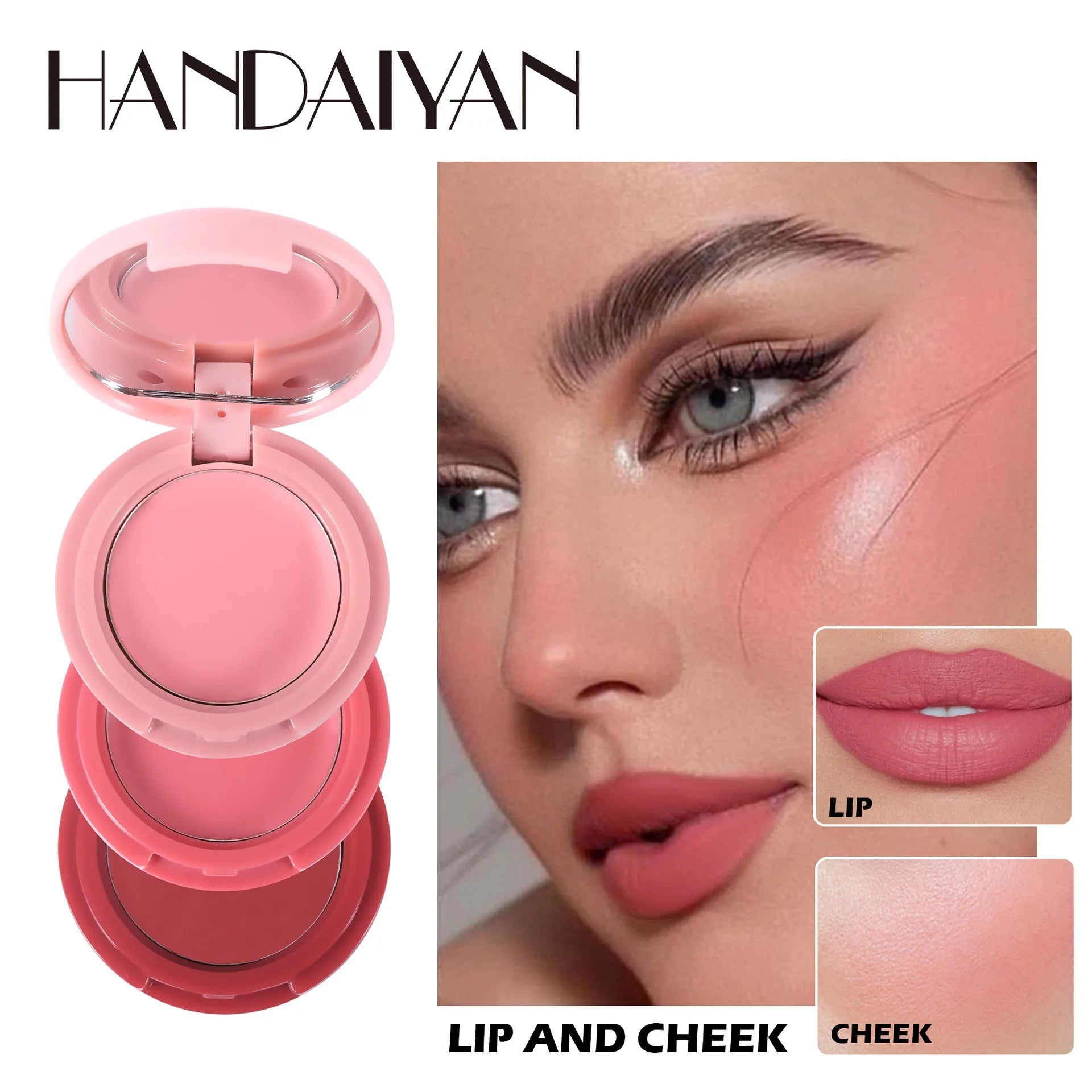 Strawberry Cheek & Lip Blush Cream Mousse Texture 3 IN 1 Tinted Mositure Velvet Matte Blush Palette Peach Red Face Pigment - kellylooksshop