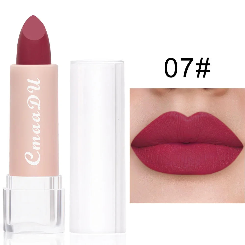1PC Matte Nude Lipstick Waterproof Long Lasting Non-stick Cup Sexy Red Pink Velvet Lipsticks Women Makeup Cosmetic 15 Colors - kellylooksshop