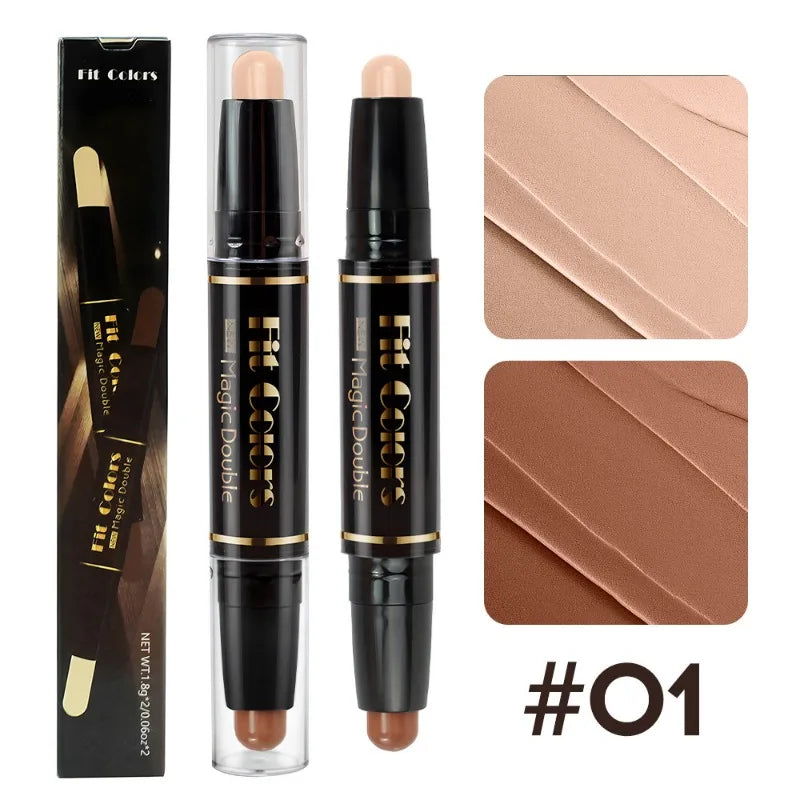 Dual-end Highlighter Concealer Stick Contour Shadow Smear Pen Brighten Face Body Nose Shadow Multi-functional Contouring Sticks - kellylooksshop