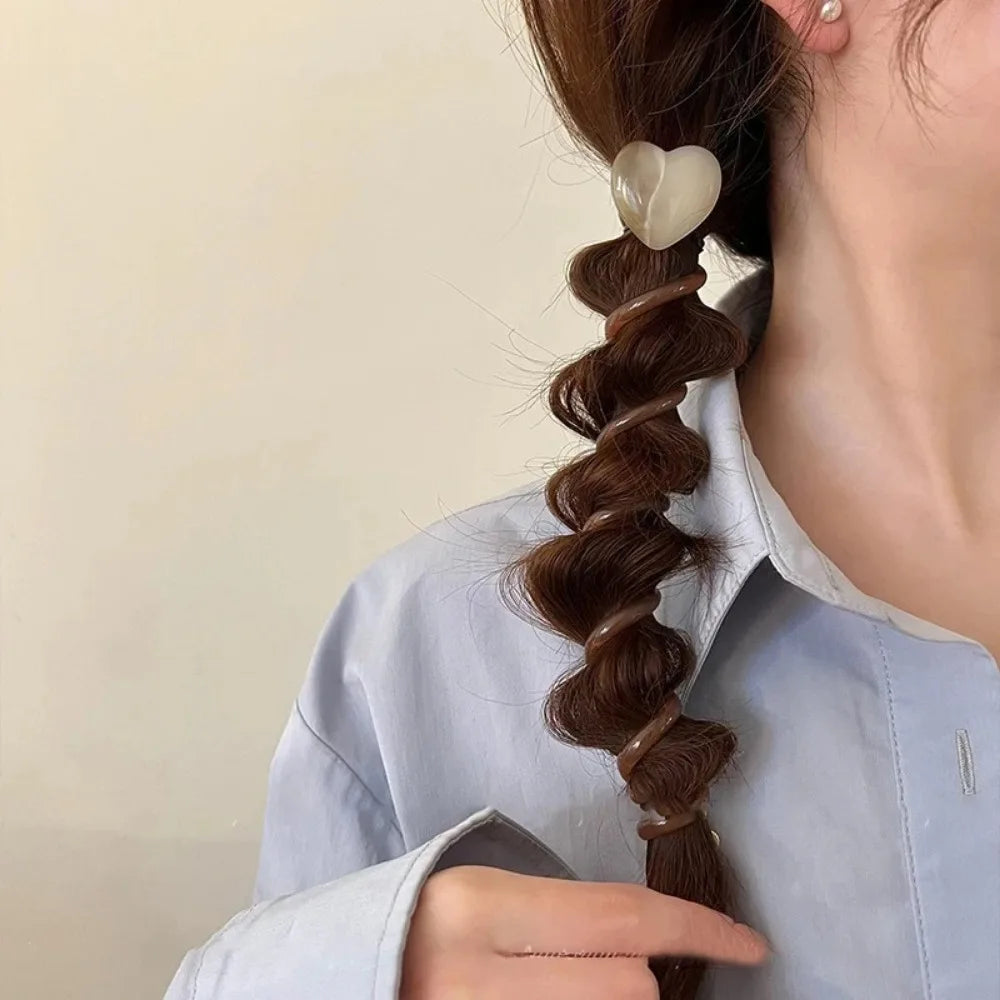 Elastic Spiral Telephone Wire Hairband Love Ponytails Braid Head Rubber Korea Girls Heart Hair Tie Women Temperament Accessories - Kellylooks Shop