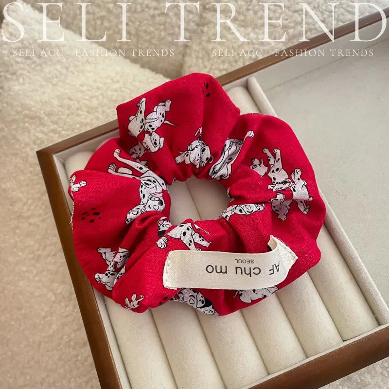 French Fashion Plaid floralScrunchies for Hair  bow ribbon French girlish ponytail tie hair accessory versatile Hair ties - Kellylooks Shop