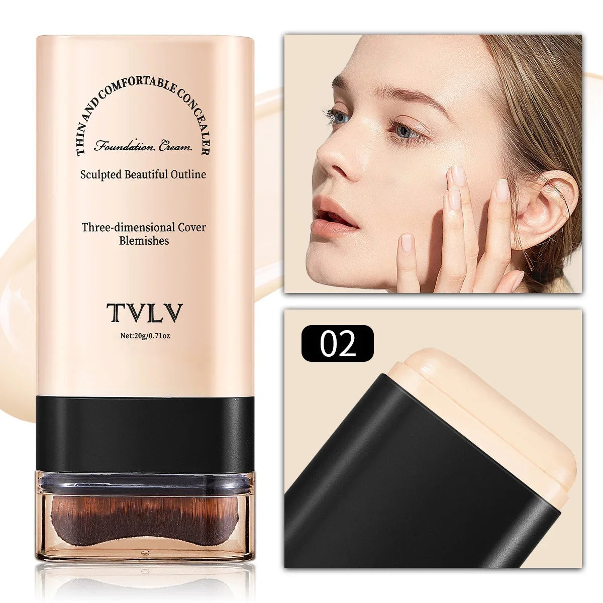 TVLV eraser foundation make-up stick 20g,with brush to brighten skin liquid foundation,non-marking,long-lasting makeup concealer - kellylooksshop