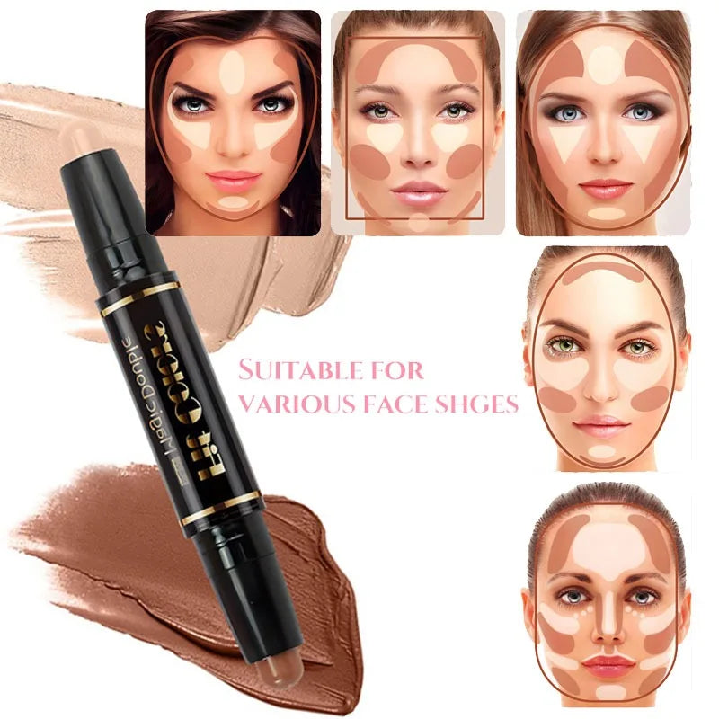 Dual-end Highlighter Concealer Stick Contour Shadow Smear Pen Brighten Face Body Nose Shadow Multi-functional Contouring Sticks - kellylooksshop