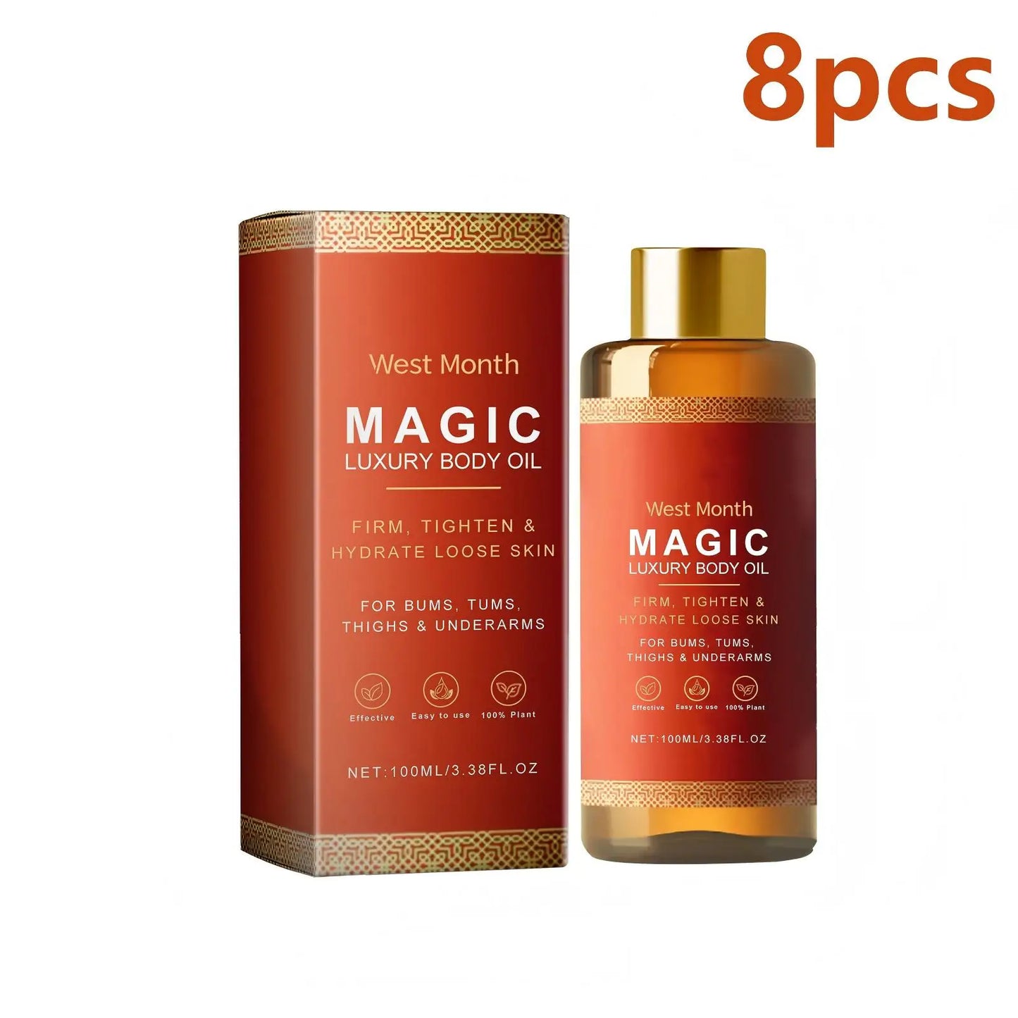 West Month Magic Luxury Body Oil Moisturizing Skin Tightening Lifting Firm Chest Thigh Lift Smooth Rejuvenation Body Massage Oil