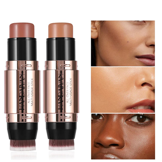 Cream Contour Stick With Brush Head Nose Shadow Cheek Silhouette Highlight Face Shaping Matte Waterproof Concealer Korean Makeup - kellylooksshop