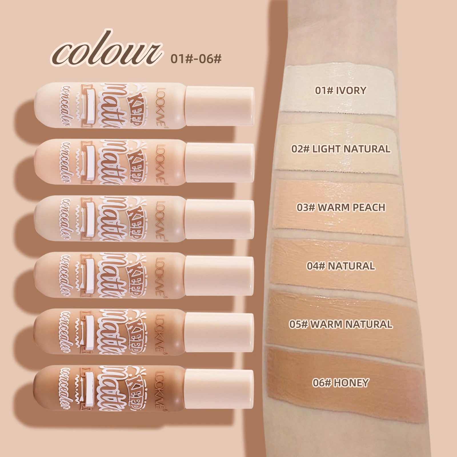 Liquid Concealer Stick Foundation Cream 6 Color Moisturizing Full Coverage Acne Dark Circle Natural Matte Concealer Cream Makeup - kellylooksshop