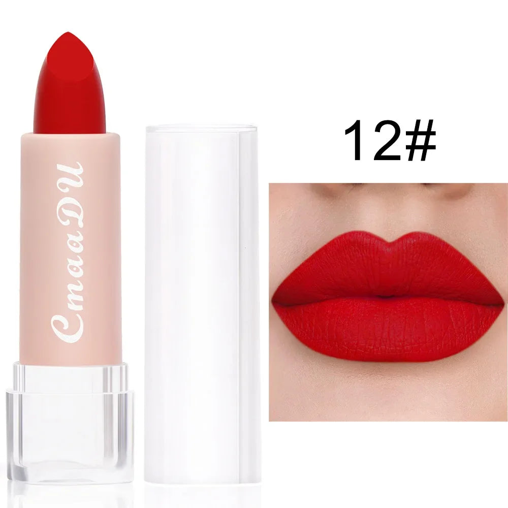 1PC Matte Nude Lipstick Waterproof Long Lasting Non-stick Cup Sexy Red Pink Velvet Lipsticks Women Makeup Cosmetic 15 Colors - kellylooksshop