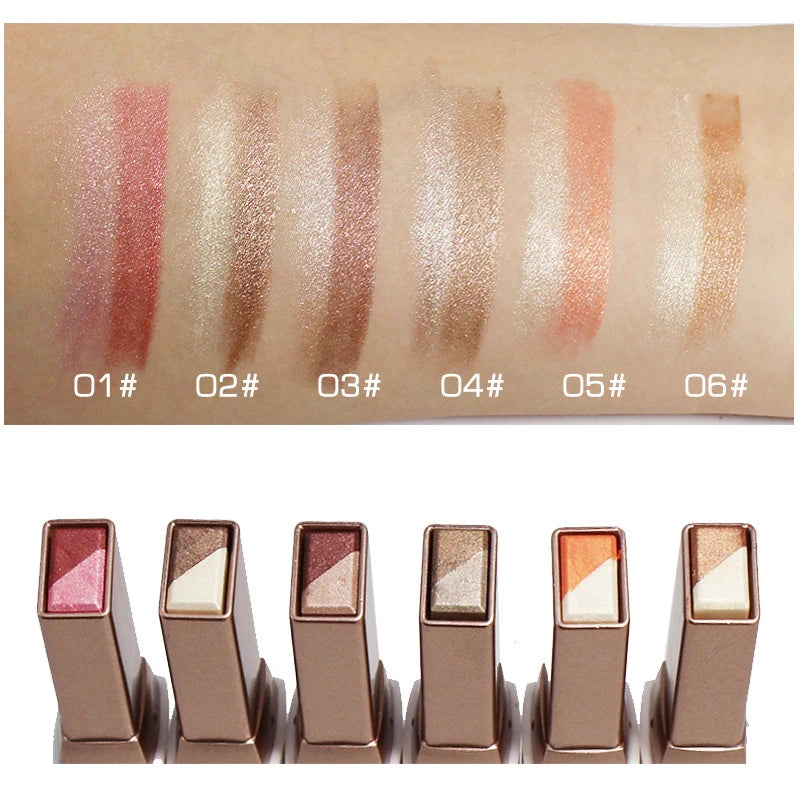 Double Color Glitter Eye shadow Stick Pencil Eyeshadow Makeup Waterproof Bicolor Shimmer Cosmetics Beauty Makeup Tool - Kellylooks Shop