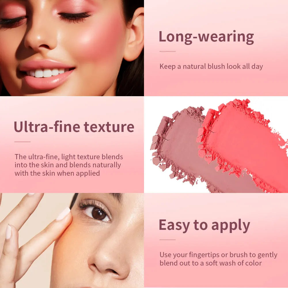 Hot Matte Embossed Blush Palette Rosy Blusher Facial Blush Powder High Pigmented Pink Coral Rouged For Cheeks Smooth Cosmetics - kellylooksshop
