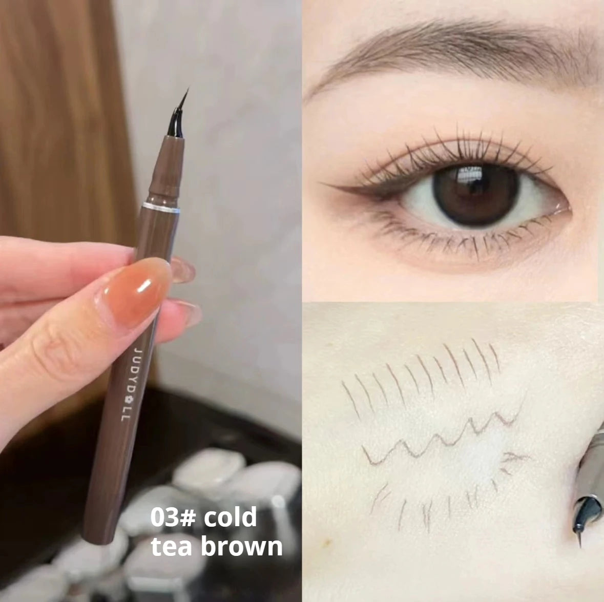 JUDYDOLL Super Fine Eyeliner Fine Brushwork Stain Free Waterproof Anti Shake Long lasting Fast Drying Slim And Enlarged Eyes - kellylooksshop