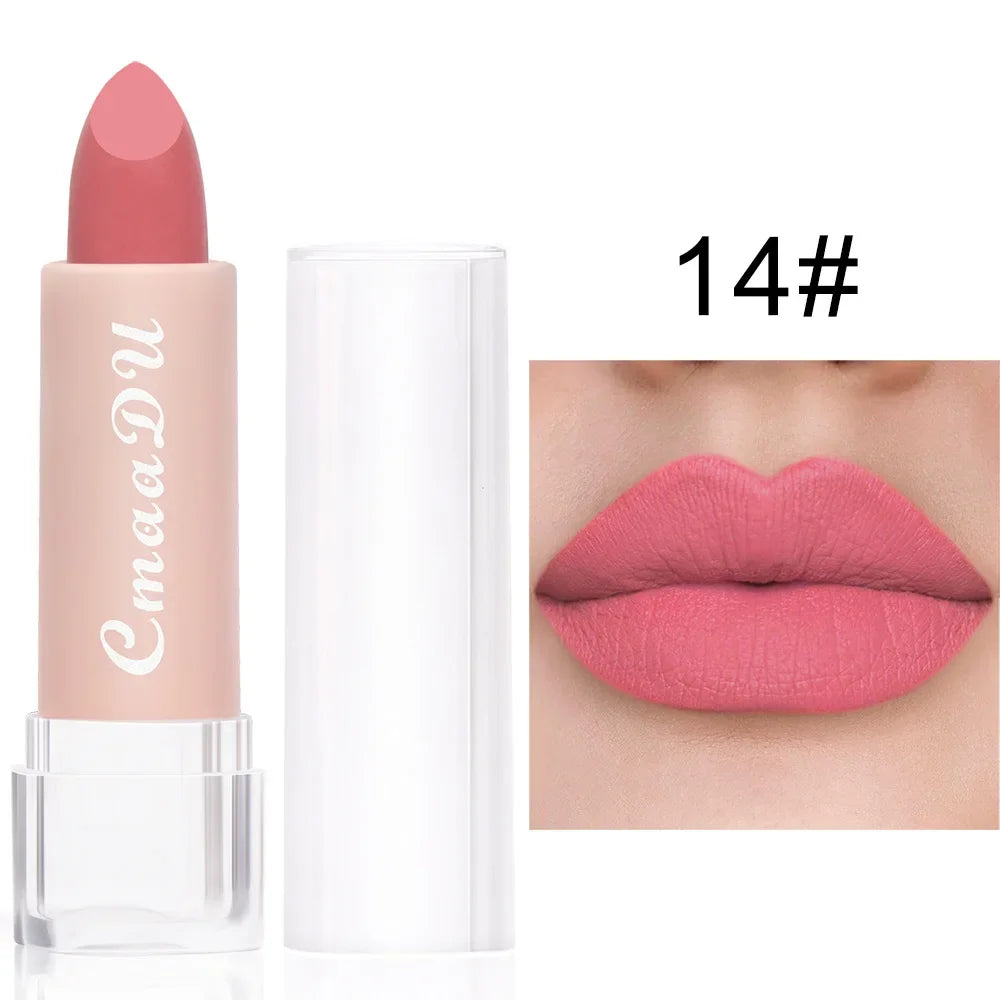 1PC Matte Nude Lipstick Waterproof Long Lasting Non-stick Cup Sexy Red Pink Velvet Lipsticks Women Makeup Cosmetic 15 Colors - kellylooksshop