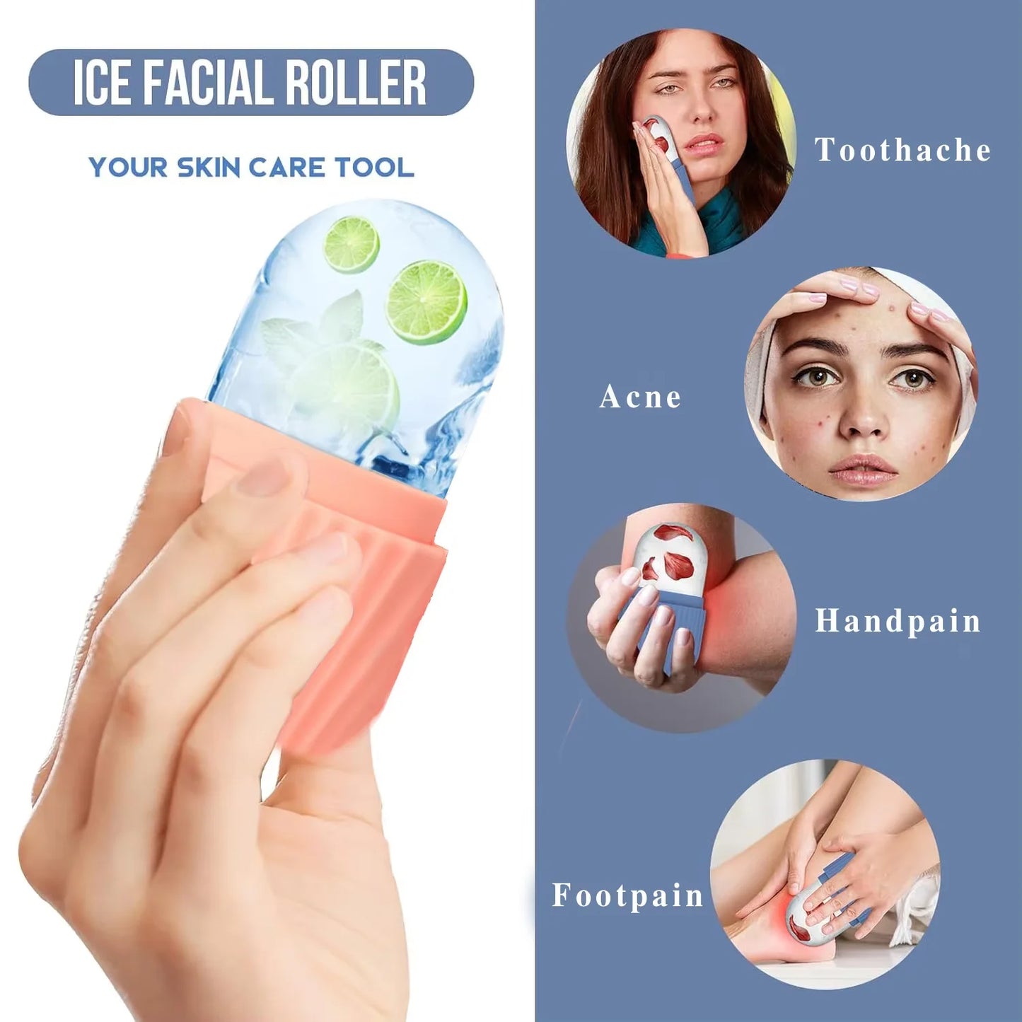 1/3PCS Ice Face Roller Stainless Steel Gua Sha Board Set Facial Massager Face Massage Roller Face Lifting Beauty Skin Care Tools