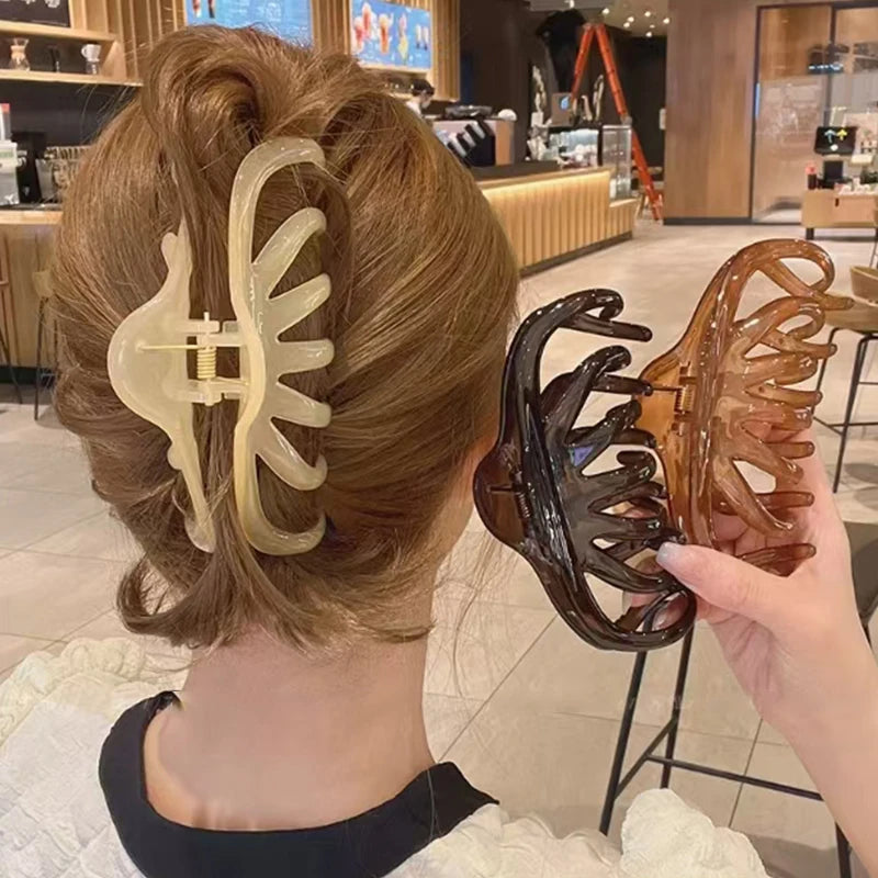 Elegant Solid Large Size Pumpkin Shape Hair Claw For Women Girls Long Thick Hair Claw Clip Headband Hair Clip Hair Accessories - Kellylooks Shop