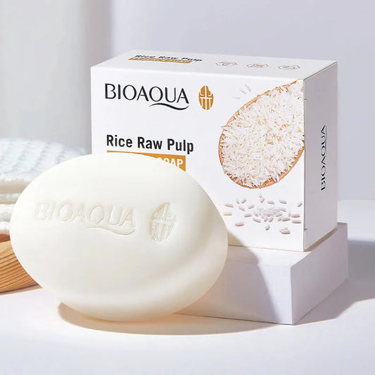 BIOAQUA White Rice Raw Pulp Facial Soap Face Wash Foam Facial Cleanser Moisturizing Oil Control Body Bathing Handmade Soap - Kellylooks Shop