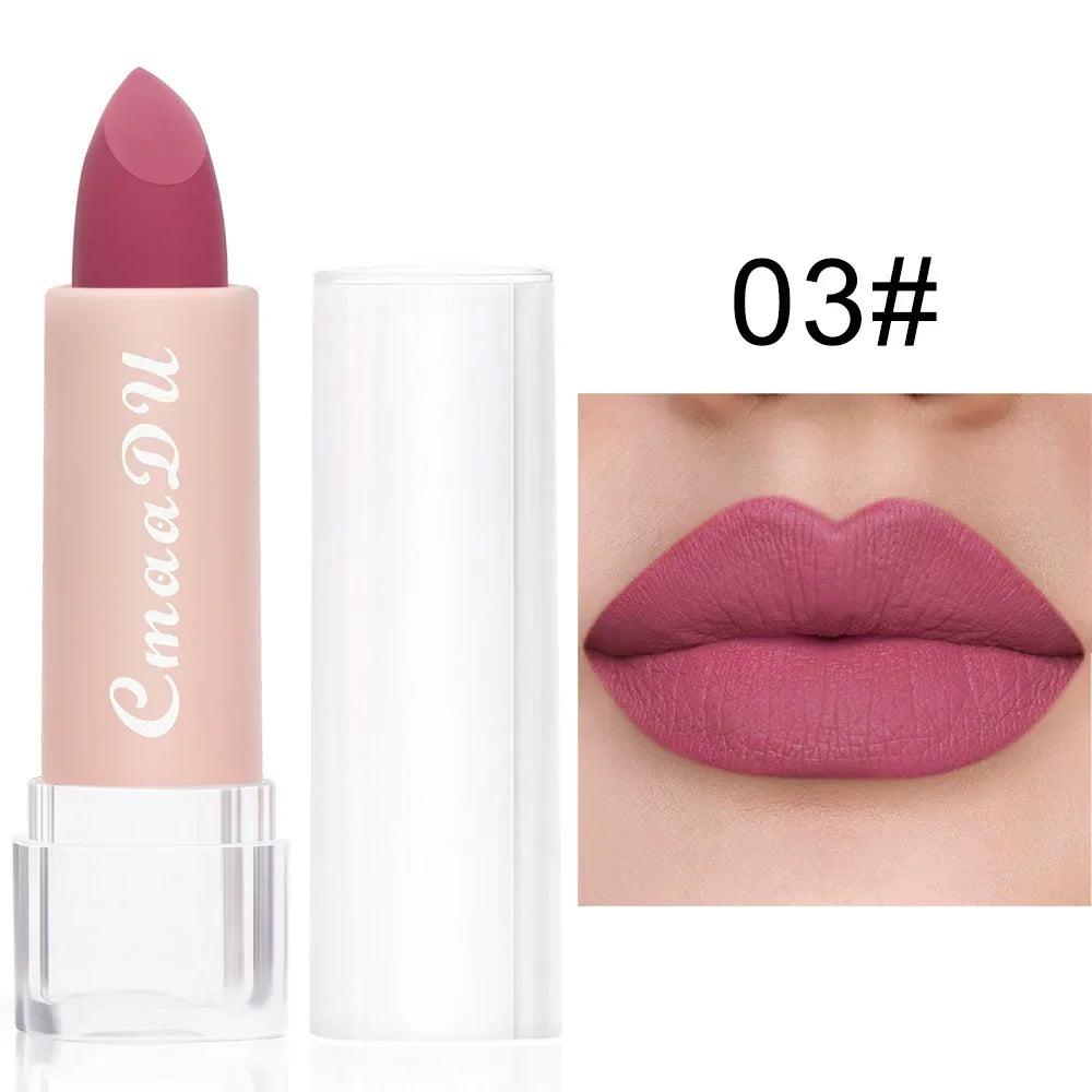 1PC Matte Nude Lipstick Waterproof Long Lasting Non-stick Cup Sexy Red Pink Velvet Lipsticks Women Makeup Cosmetic 15 Colors - kellylooksshop