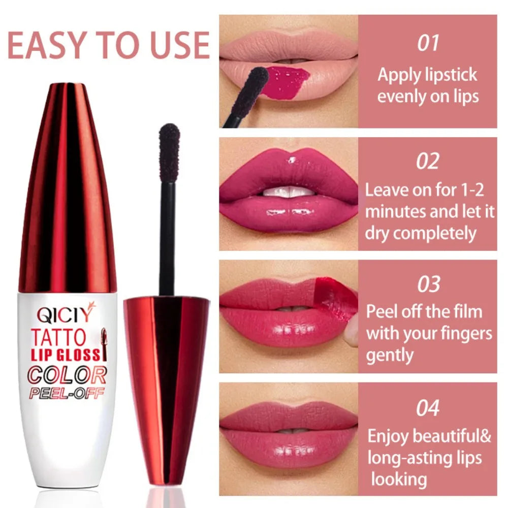 4 Color Liquid Peel-off Lip Gloss Waterproof Long-lasting Matte Lipstick Non-stick Cup Makeup Moisturizing Lip Tattoo Pigment - kellylooksshop