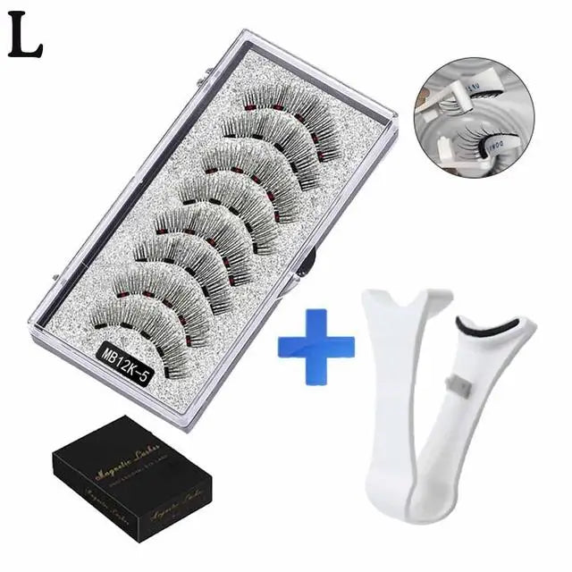 3D Natural Magnetic Eyelashes,With 5 Magnetic Lashes Shipping Box Eyelashes Handmade False Gift Reusable Support Drop Magne T6N2 - Kellylooks Shop