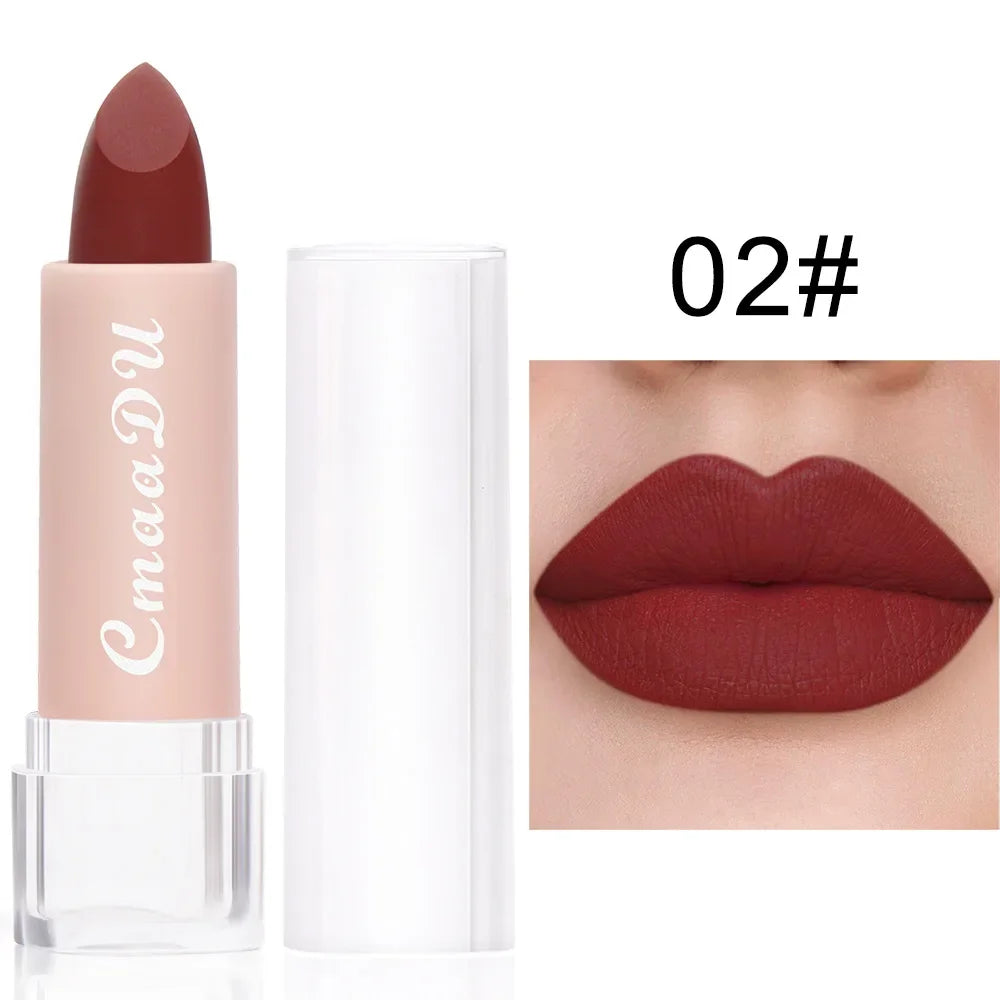1PC Matte Nude Lipstick Waterproof Long Lasting Non-stick Cup Sexy Red Pink Velvet Lipsticks Women Makeup Cosmetic 15 Colors - kellylooksshop