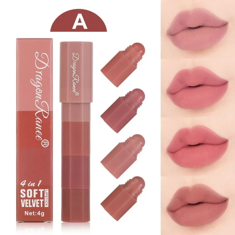 5 in 1 Matte Lipstick Crayon Kit Combo Red Purple Lip Tint Velvet Sexy Multicolour Lipstick Pen Non-stick Cup Lasting Lip Makeup - kellylooksshop