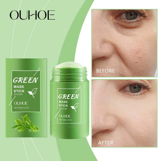 Ouhoe 40g Face Clean Mask Green Tea Cleansing Stick Mask Shrink pores Deep Blackhead Remover facial Cleansing Moisturizing Mask
