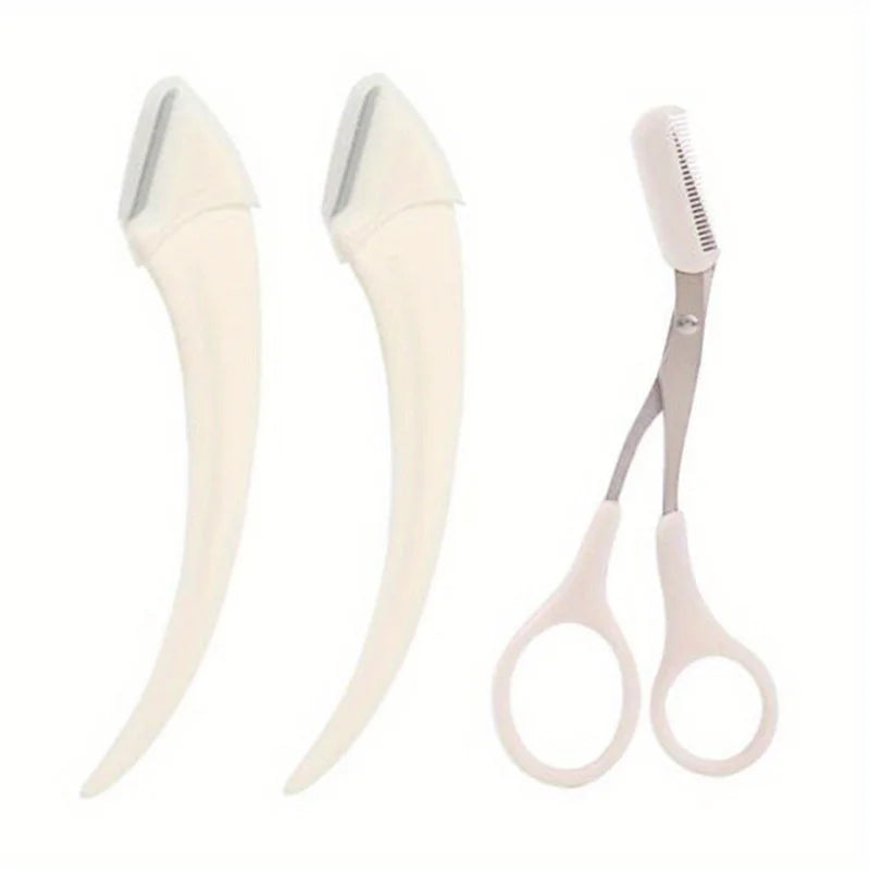 Eyebrow Trimmer Set, Curved Eyebrow Razor, Eyebrow Scissors With Comb, Convenient Easy Beauty Tools For Beginners - Kellylooks Shop