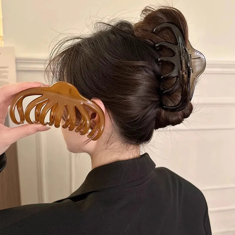 Elegant Solid Large Size Pumpkin Shape Hair Claw For Women Girls Long Thick Hair Claw Clip Headband Hair Clip Hair Accessories - Kellylooks Shop
