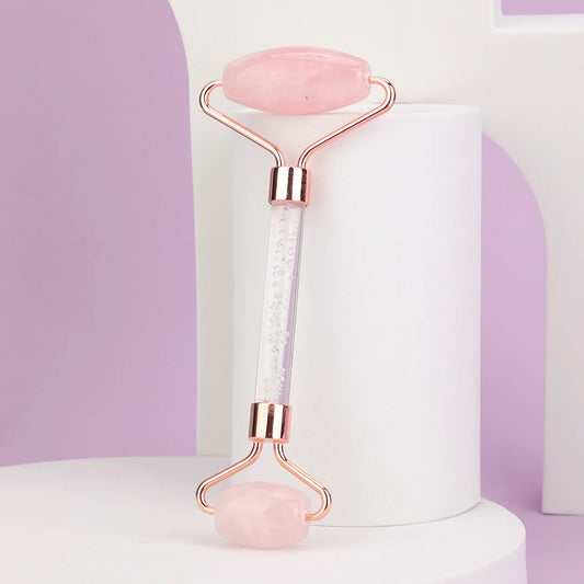 1PC Rose Quartz Face Jade Roller GuaSha Massage for Neck Body Eye Facial Slimming Therapy Beauty Skin care Tool Pink Spa Massage