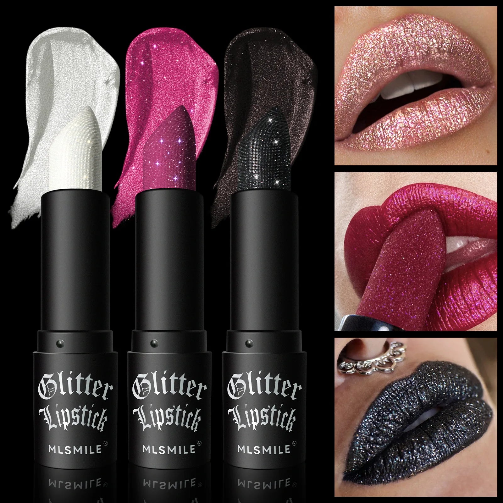 MLSMILE Multi-Color Non-stick Cup Matte Lipstick Flash Lasting Easy Color Diamond Lipstick Dark Halloween Look - kellylooksshop