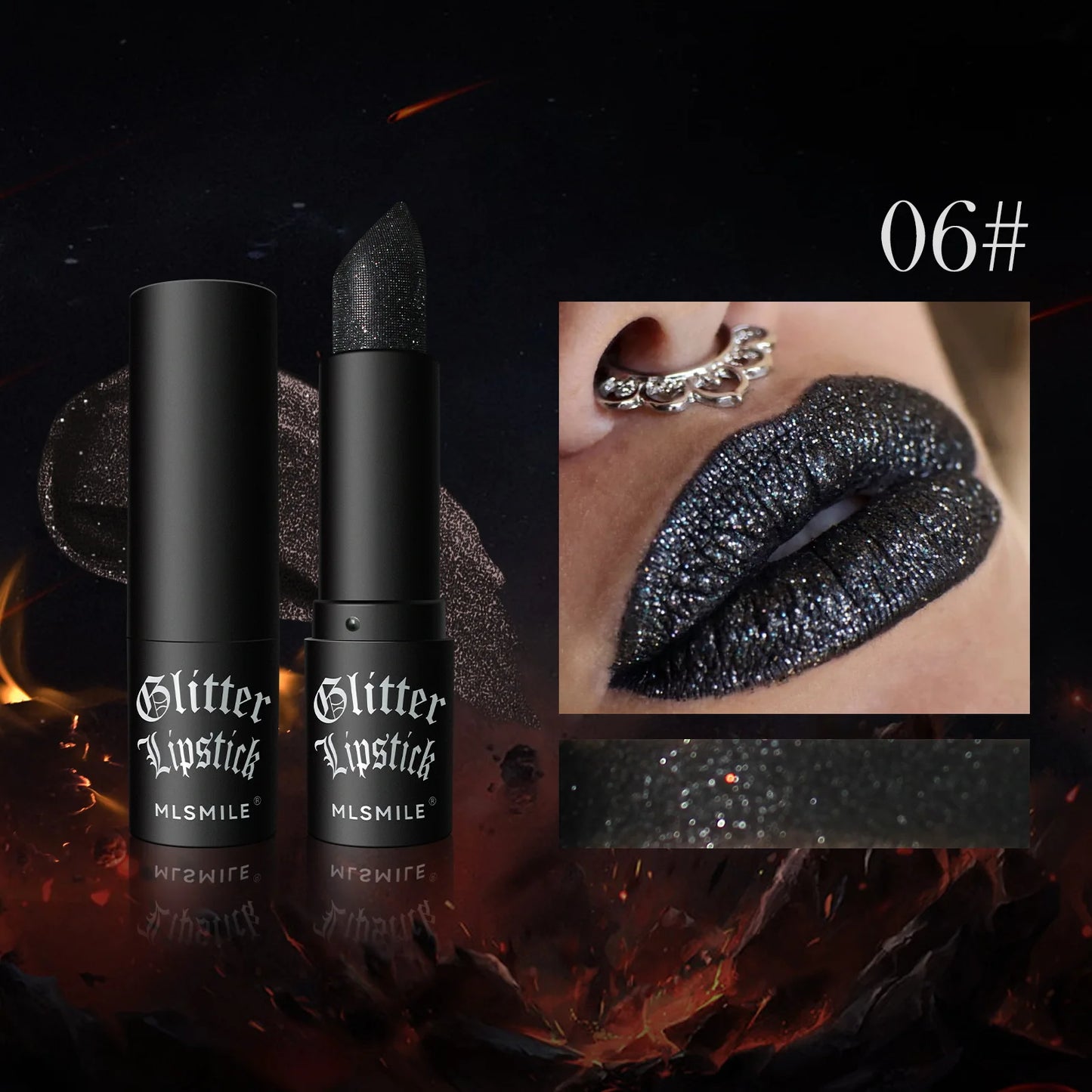 MLSMILE Multi-Color Non-stick Cup Matte Lipstick Flash Lasting Easy Color Diamond Lipstick Dark Halloween Look - kellylooksshop