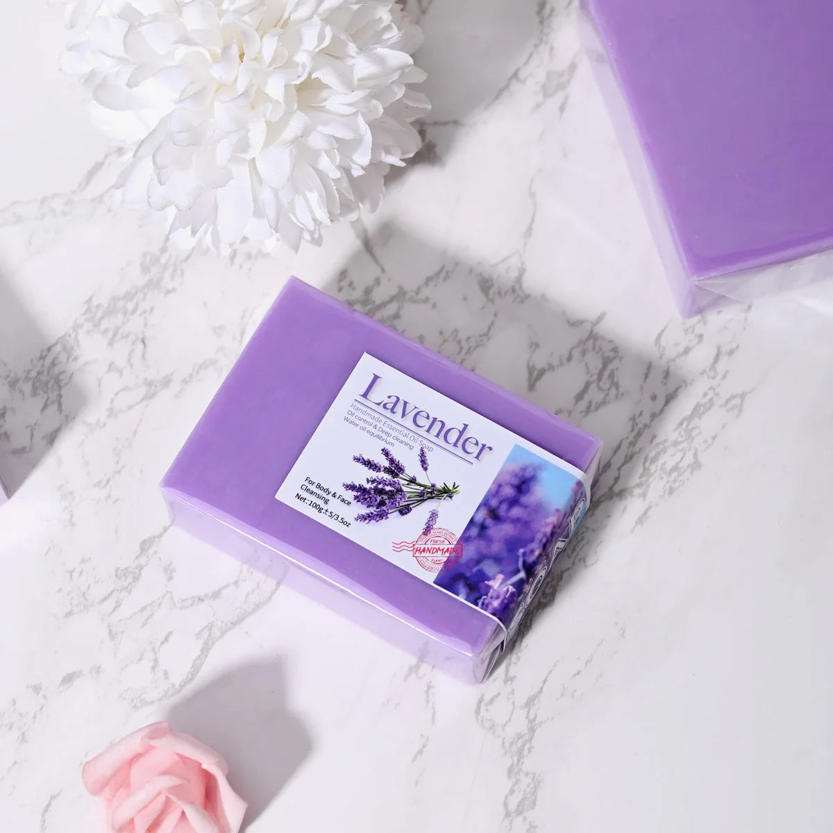Natural Organic Lavender Essential Oil Soap Handmade Soap for Cleansing, Refreshing, Oil Control, Bath Soap - Kellylooks Shop