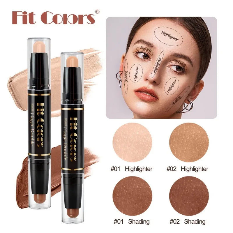 Dual-end Highlighter Concealer Stick Contour Shadow Smear Pen Brighten Face Body Nose Shadow Multi-functional Contouring Sticks - kellylooksshop