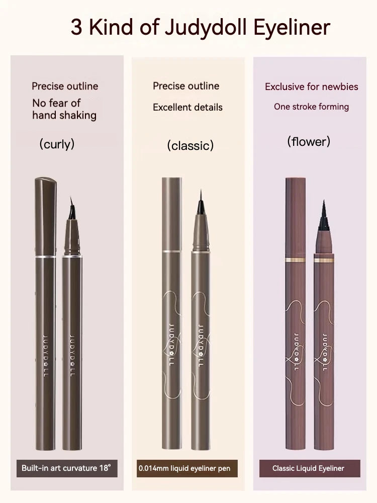 JUDYDOLL Super Fine Eyeliner Fine Brushwork Stain Free Waterproof Anti Shake Long lasting Fast Drying Slim And Enlarged Eyes - kellylooksshop