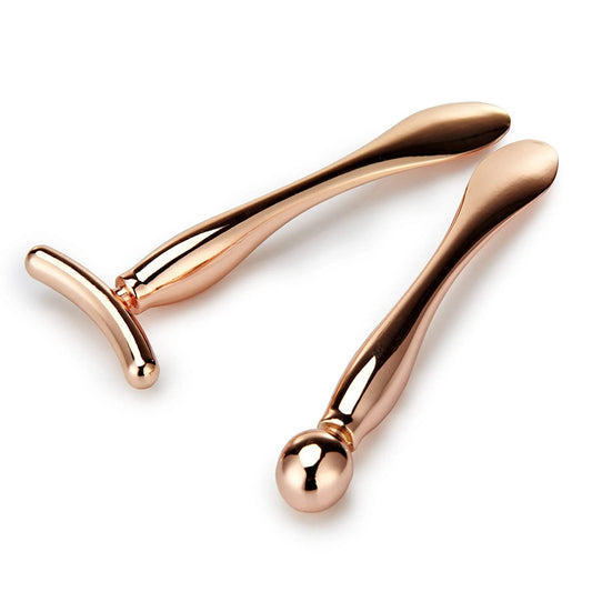 2-Piece Metal Facial Roller And Eye Massager Set, Aids In Eye And Face Cream Application, Manual Skin Care Tool Eye Massage Stic