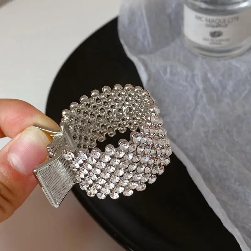 Fashion Pearl Rhinestone Metal Hair Clip Women Girls Mini High Ponytail Holder Crystal Hair Claws Elegant Party Headdress - Kellylooks Shop