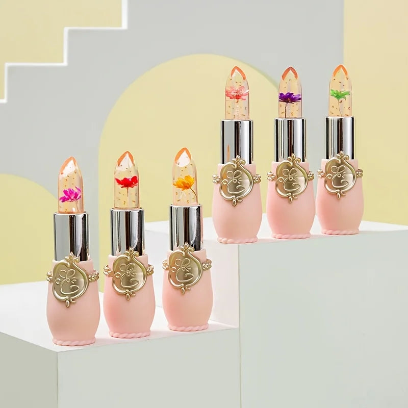 Crystal Flower Jelly Lipstick, Long Lasting Nutritious Lip Balm Lips Moisturizer  Temperature Color Change Lip Gloss - kellylooksshop