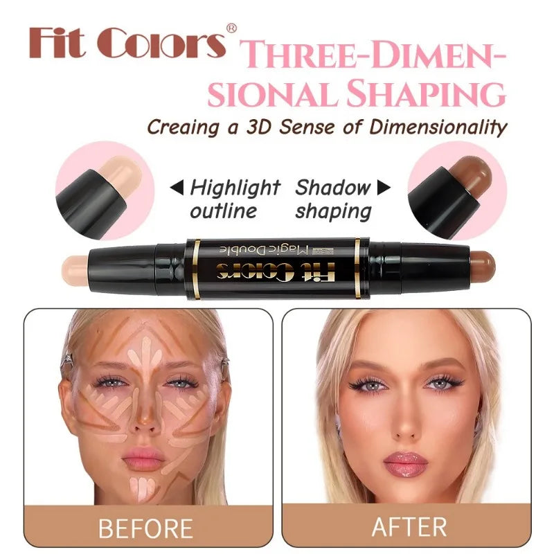 Dual-end Highlighter Concealer Stick Contour Shadow Smear Pen Brighten Face Body Nose Shadow Multi-functional Contouring Sticks - kellylooksshop