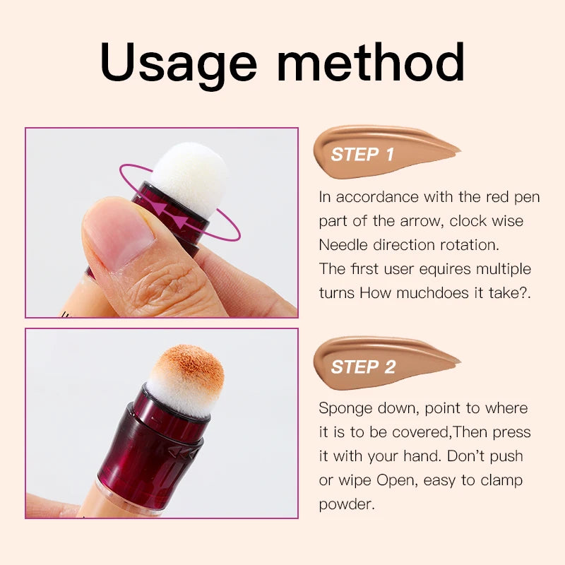 New Sponge Head Concealer for Dark Circles Freckles Acne Pigmentation and Blemishes Long Lasting Moisturizing Liquid Foundation - kellylooksshop