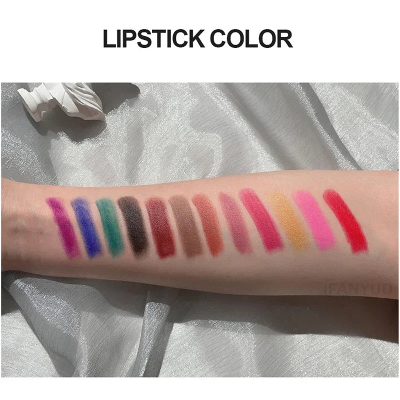 New 12 Colors Matte Lipsticks Waterproof Pink Black Blue Velvet Lipstick Long Lasting Makeup Lip Stick Halloween Cosmetics NEW - kellylooksshop
