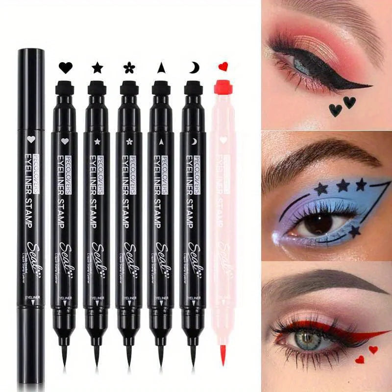 7 Styles Eyeliner Stamp Pen Red Black Liquid Eyeliner Pen Double-ended Lazy Eye Liner Pencil Fast Drying Waterproof Eye Makeup - kellylooksshop