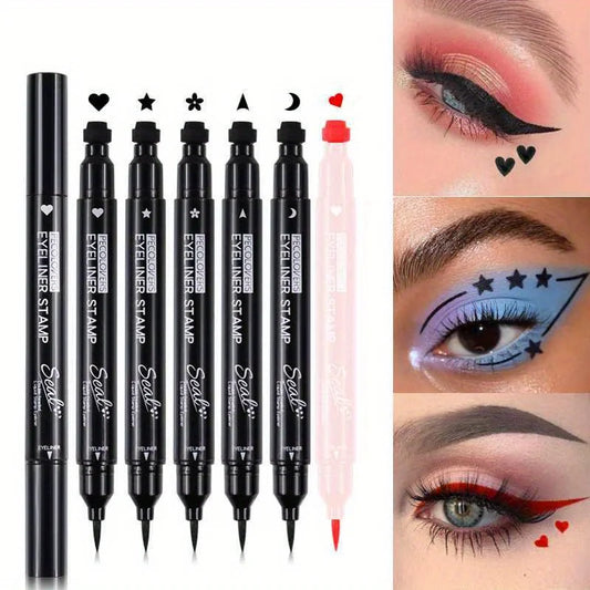 7 Styles Eyeliner Stamp Pen Red Black Liquid Eyeliner Pen Double-ended Lazy Eye Liner Pencil Fast Drying Waterproof Eye Makeup - kellylooksshop