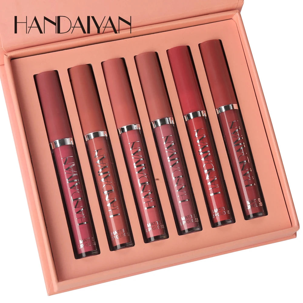 HANDAIYAN Set of 6 NonStick Cup Liquid lipstick , Long-Lasting Lip Gloss Gift Box – Matte Finish Lip Gloss, Resistant to Fading - Kellylooks Shop