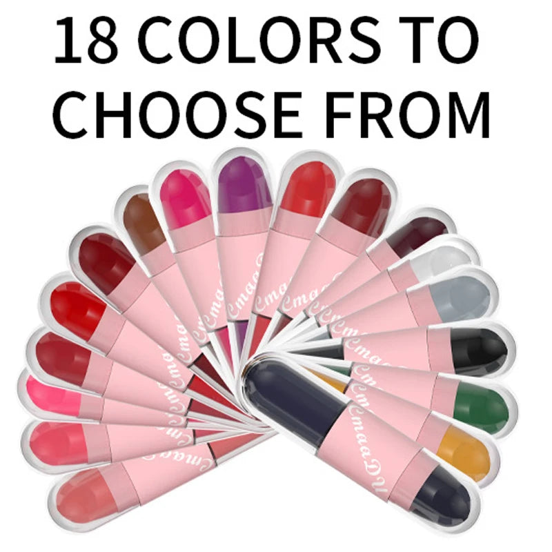 18 Colors 2 in 1 Matte Lipstick Liquid Purple Lip Glaze Double Head Lip Makeup Lasting Waterproof Velvet Sexy Dark Red Lipsticks - kellylooksshop