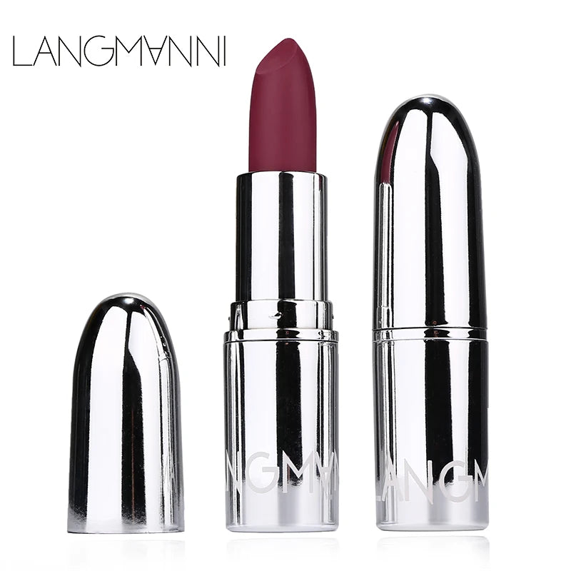 Langmani Silver Tube Matte Lipstick Non Staying Cup Makeup Lipstick  8 colors available - kellylooksshop