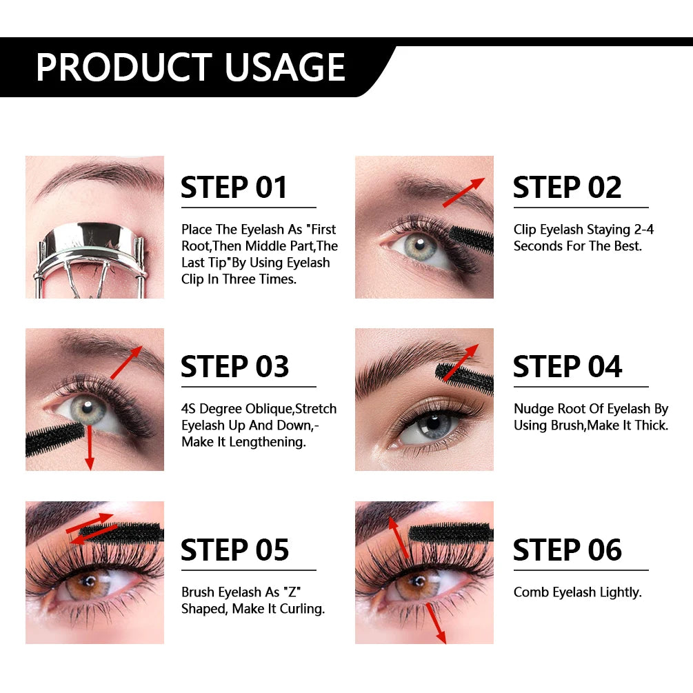 QIBEST 4D Silk Fiber Eyelash Mascara Waterproof Black Mascara For Eyelash Extension Thick Lift Lengthening Lasting Makeup Rimel - kellylooksshop