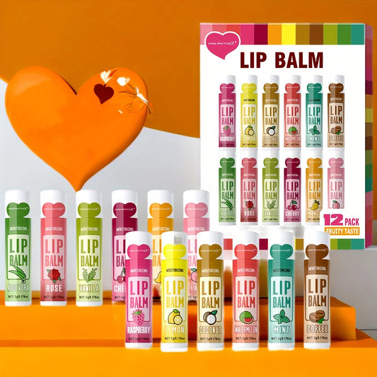 12 PCS/gift lip balm set 5g Deep Moisturizing and long-lasting moisturizing exfoliating to create hydrated lips - kellylooksshop