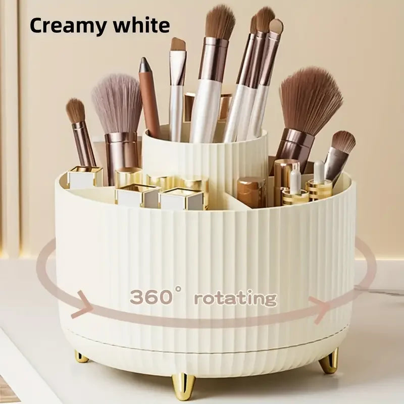 360° Rotating 5 Slot Makeup Brushes Holder Organizer Multi-Functional Desk Storage Cosmetics Storage for Vanity Desktop Bathroom - Kellylooks Shop