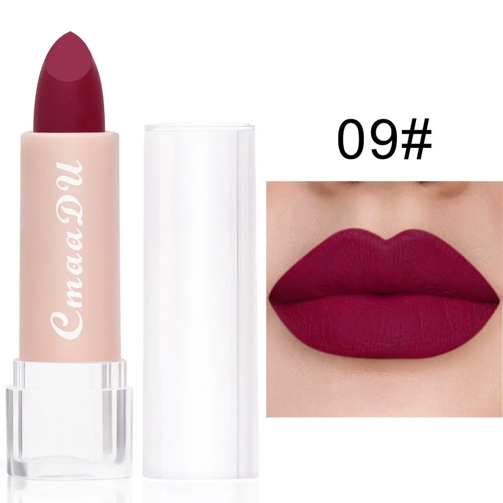 1PC Matte Nude Lipstick Waterproof Long Lasting Non-stick Cup Sexy Red Pink Velvet Lipsticks Women Makeup Cosmetic 15 Colors - kellylooksshop